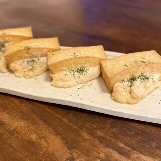 簡単！チーズとろ〜り☆厚揚げにin明太マヨチーズ☆